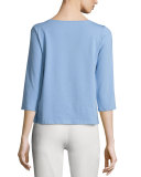3/4-Sleeve Ballet-Neck Organic Cotton Top