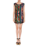 Sequined Cap-Sleeve Cocktail Dress, Multi