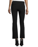 Slim-Fit Flare-Leg Cropped Suit Pants, Black