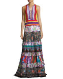Lace-Up Striped Crochet Tank, Multi