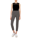 Franca Dot-Print Ankle Pants, Black/Cream