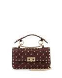 Rockstud Matelassé Small Shoulder Bag, Bordeaux