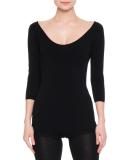 3/4-Sleeve Scoop-Neck Bodysuit