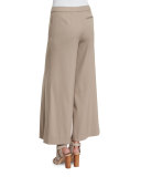 Beatriz Wide-Leg Cropped Pants, Taupe