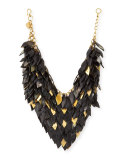 Tanzu Dark Horn Layered Chain Leaf Necklace