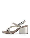 Asymmetric Monili 60mm Sandal, Silver