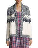 The Bonfire Open-Front Cardigan, Blue & Cream
