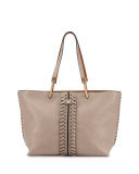 Keri Medium Leather Tote Bag, Gray