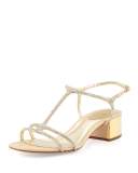 Crystal 40mm T-Strap Sandal, Gold