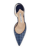 Carolyne Leather/Suede Mid-Heel Halter Pump