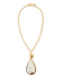 Teardrop Horn Pendant Necklace, 34"L