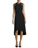 Melody Sleeveless Lace-Trim Paneled Midi Dress