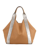 Reversible Metallic Leather Tote Bag, Silver