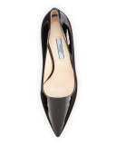 Patent Leather Point-Toe Pump, Black