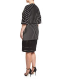 Mito Short-Sleeve Striped Belted Jacket, Plus Size  