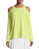 Cold-Shoulder Long-Sleeve Top, Petite