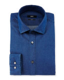 Isaak Slim-Fit Denim Dress Shirt