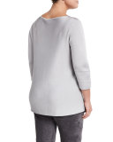 Abitato 3/4-Sleeve Crepe Sweater, Plus Size