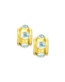 19k Gold Aquamarine Hoop Earrings