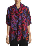 Samba Printed Half-Sleeve Cardigan, Black/Multi