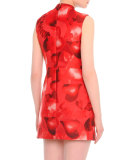 Heart-Print Tie-Neck Dress
