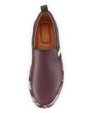 Herald Leather Slip-On Sneaker with Camo Sole, Red