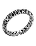 Naga Silver Lava & Enamel Slim Flex Cuff with Black Enamel and Sapphires, Size M