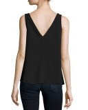 Poetic Sleeveless Fluid Crepe Blouse, Black