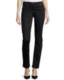 Embellished Straight-Leg Jeans, Black