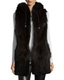 Hooded Mink Fur Vest w/ Fox Fur Trim