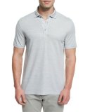 Cotton-Silk Short-Sleeve Polo Shirt, Gray
