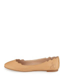 Augusta Scalloped Leather Flat, Cool Sand