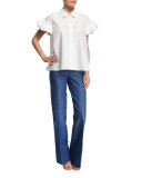 High-Waist Flare-Leg Jeans, Pale Blue