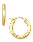 Small Hammered Gold Hoop Earrings, 3/4"