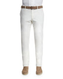 Comfort Slim-Stretch Cotton Trousers, Optical White