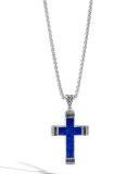 Men's Classic Chain Lapis Cross Pendant Necklace with Black Sapphire