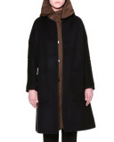 Cardigan-Style Coat W/Removable Liner, Black/Green