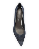 Poco Denim Kitten-Heel Pump, Navy