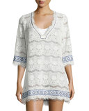 Kea Embroidered Lace Coverup, Off White