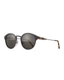 Panama Intellect Round Sunglasses, Black