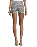 Dael Triangle-Print Shorts, Blue/White