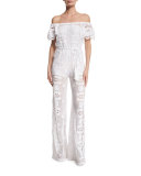 Brisa Off-The-Shoulder Lace Jumpsuit Coverup