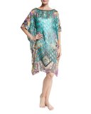 Metallic Paisley Print Tunic, Purple