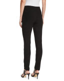 Hutton Suede Skinny Pants, Black