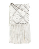 Jemma Studded Fringe Crossbody Bag, White