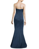 Strapless Leopard-Print Mermaid Gown, Beluga