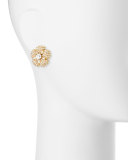 pearly golden crystal flower statement stud earrings