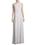 Gigi Striped Beaded Column Gown