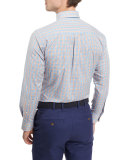 Windowpane Long-Sleeve Sport Shirt, Clownfish/Spring