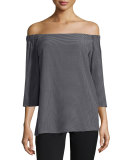 Yarrow Off-The-Shoulder Printed Top, Black
